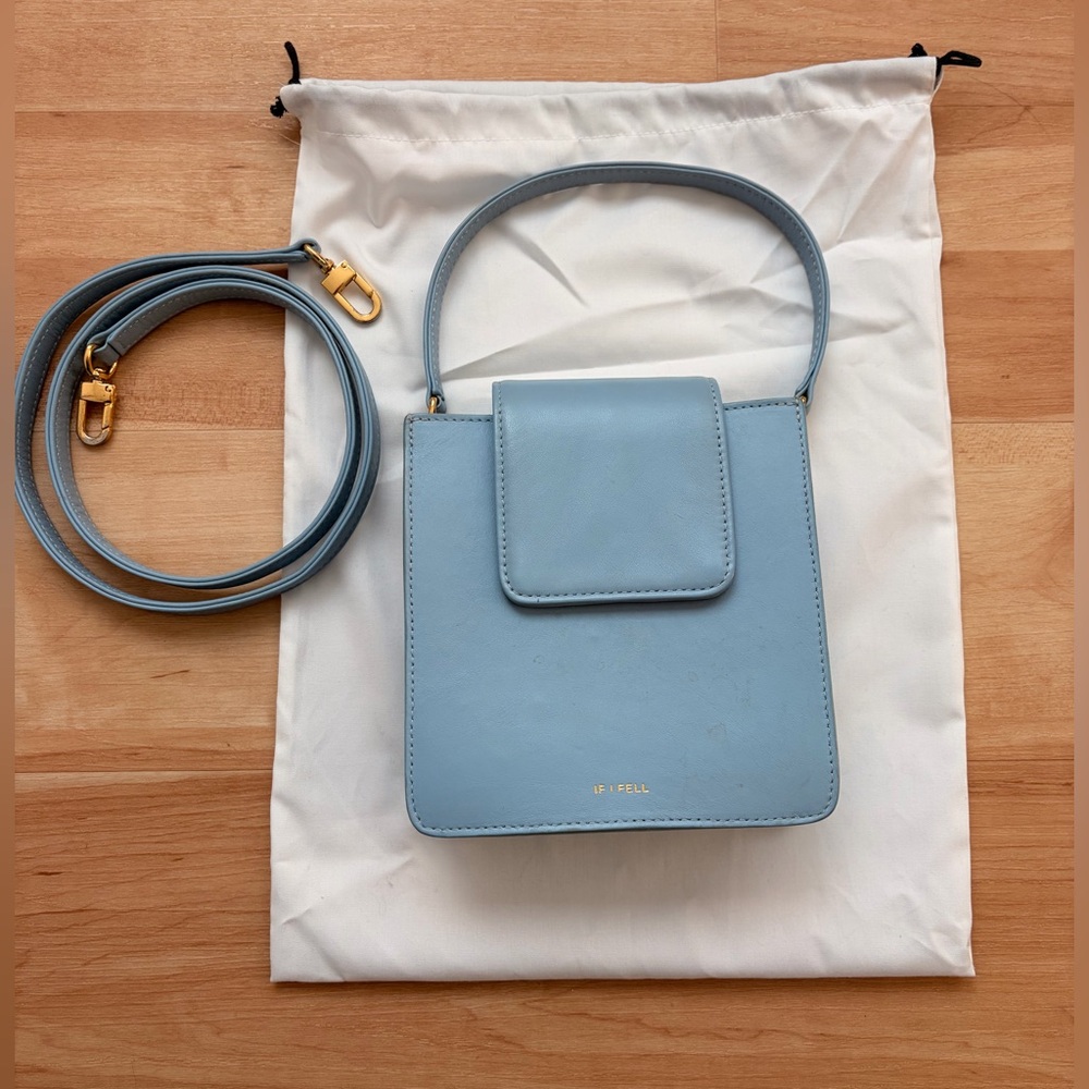 If I Fell Sky Blue Square Leather Bag